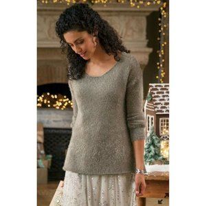 Soft Surroundings Womens Subtle Shimmer Pullover Sweater Beige Metallic Scoop S‎